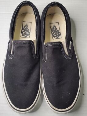 Vans Black Canvas Slip-On Sneakers  Men 7.5 Women 9
